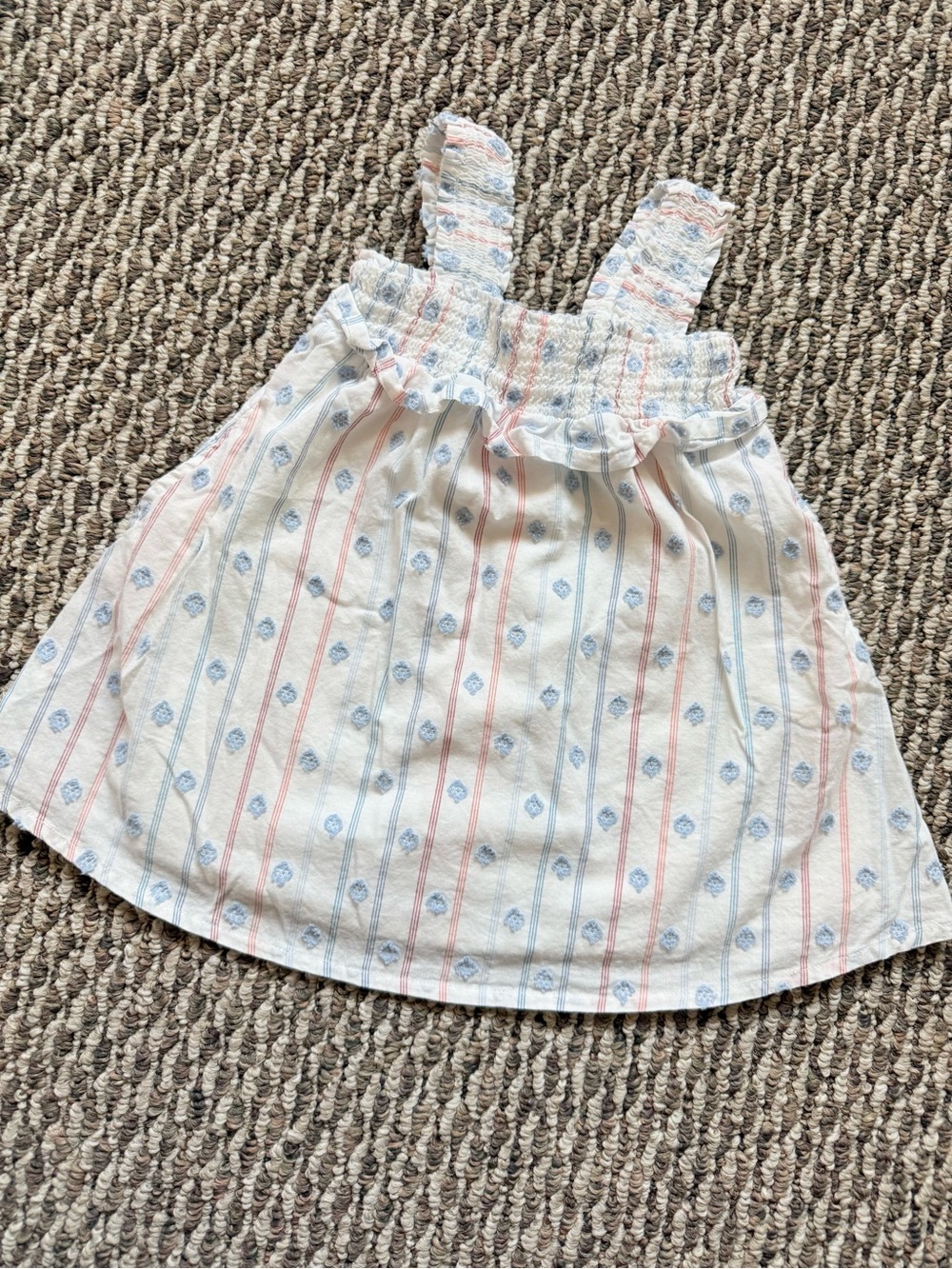 Cat & Jack White Sundress with Blue and Pink Stripes